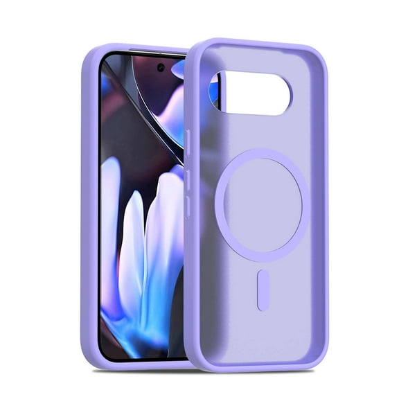 Designed for Magnetic Google Pixel 9A Case,[Compatible with MagSafe] [Military Grade Drop Protection] Hybrid Slim Translucent Matte Shockproof with Anti-Fingerprint Phone Case,Purple
