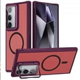 thumbnail image 1 of Designed for Magnetic Samsung Galaxy S24 FE Slim Case,[Compatible with MagSafe] [Military Grade Drop Protection] Camera Lens Kickstand Hybrid Shockproof Grip Edge Phone Case,Winered, 1 of 7