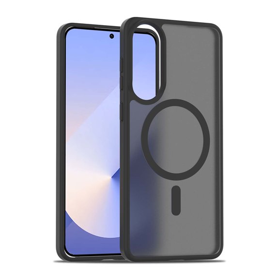 Designed for Magnetic Samsung Galaxy S25 Edge Case,[Compatible with MagSafe] [Military Grade Drop Protection] Hybrid Slim Translucent Matte Shockproof with Anti-Fingerprint Phone Case,Black