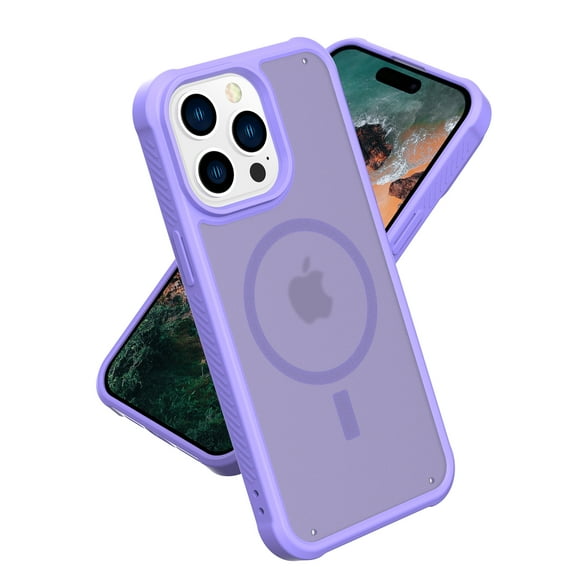 Designed for Magnetic iPhone 13 Pro Max Case,[Compatible with MagSafe] [Military Grade Drop Protection] Slim Hybrid Rubber Translucent Matte Shockproof Anti-Fingerprint Phone Case,Purple