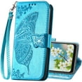 thumbnail image 1 of Designed for Moto G Play 2023 Case Wallet,Women Flip Protective Cover with Credit Card Holders Butterfly Embossed PU Leather Kickstand Wrist Strap Phone Case for Motorola Moto G Play 2023 (Blue), 1 of 7