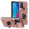 thumbnail image 1 of Designed for Moto G Power 2022 Card Holder Case with 360°Rotatable Ring Holder Kickstand,2-Layer Heavy Duty Shockproof Rugged Hybrid Hard PC Soft Rubber Case For Motorola Moto G Power 2022,Rosegold, 1 of 7