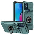 thumbnail image 1 of Designed for Moto G Power 2022 Card Holder Case with 360°Rotatable Ring Holder Kickstand,2-Layer Heavy Duty Shockproof Rugged Hybrid Hard PC Soft Rubber Case For Motorola Moto G Power 2022,Green, 1 of 7