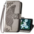 thumbnail image 1 of Designed for Moto G Power 2022 Case Wallet,Women Flip Cover with Butterfly Embossed PU Leather Kickstand Credit Card Holder Slots Magnetic Wrist Strap Purse for Motorola Moto G Power (Gray), 1 of 16