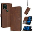 thumbnail image 1 of Designed for Motorola G Pure Case Wallet, Men Women Flip Folio Cover with PU Leather Stand Credit Card Holders Slots Wrist Strap Soft TPU Inner Case for Motorola G Pure, Brown, 1 of 8