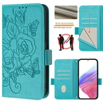Designed For Motorola G Stylus 5G (2025) Flip Phone Case,Embossed Butterfly&Rose Designing,PU Leather Flip Folding Kickstand,Card Slots,With Shoulder Strap&Wrist Strap,Shockproof Wallet Case,Blue