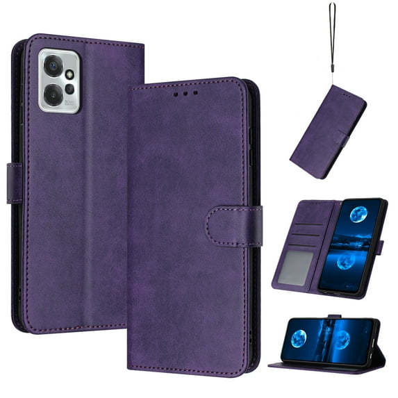 Designed for Motorola Moto G Power 2023 Case Wallet, Men Women Flip Folio Cover with PU Leather Stand Credit Card Holders Slots Wrist Strap Soft TPU Inner Phone Case for Moto G Power 2023, Purple