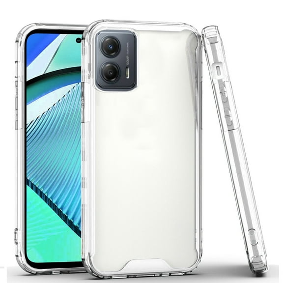 Designed for Motorola Moto G Power 5G 2024 Colored Shockproof Transparent Hard PC + Rubber TPU Hybrid Bumper Shell Thin Slim Protective Phone Case Cover [Clear]