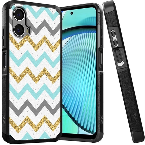 Designed for Motorola Moto G Power 5G 2024 Graphic Design Pattern Hard PC TPU 2in1 Tough Strong Hybrid Shockproof Armor Frame Phone Case Cover [ZigZag]