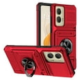 thumbnail image 1 of Designed for Motorola Moto G Stylus 5G (2024) Card Holder Case with 360°Rotatable Ring Holder Kickstand,2-Layer Heavy Duty Shockproof Rugged Hybrid Hard PC Soft Rubber Case, Red, 1 of 7