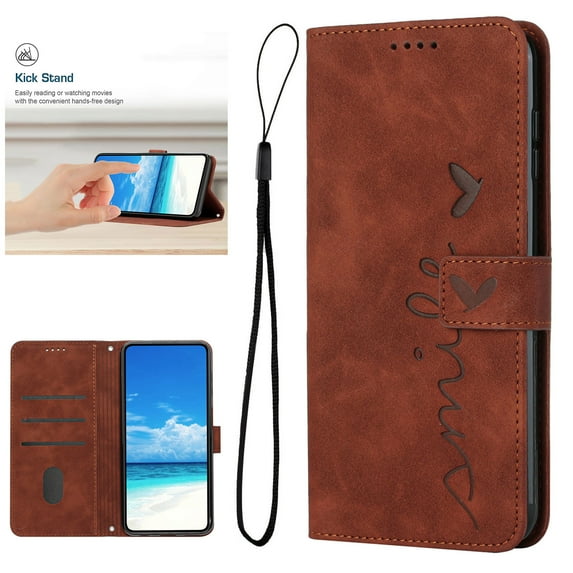 Designed for Motorola Moto G Stylus 5G 2024 Case Wallet, Women Flip Folio Cover with Embossed PU Leather Stand Credit Card Holders Slots Wrist Strap Case Skin Friendly for Moto G Stylus 5G 2024, Brown
