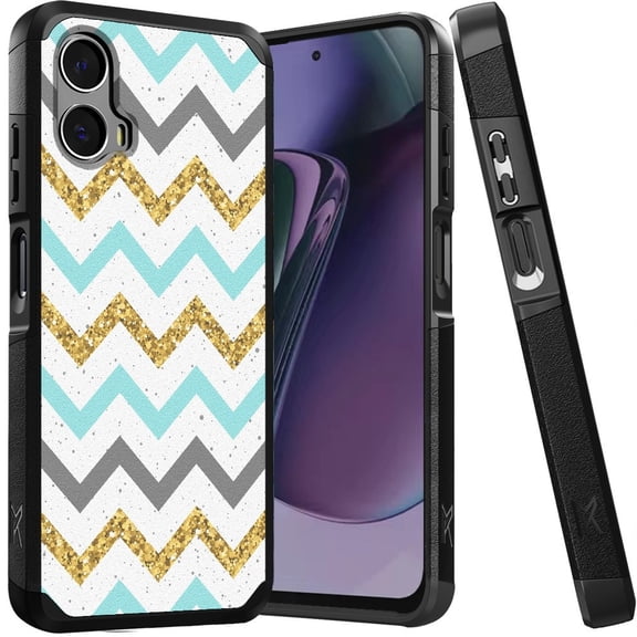 Designed for Motorola Moto G Stylus 5G 2024 Fashion Graphic Design Pattern PC + TPU 2in1 Tough Strong Hybrid Shockproof Armor Frame Phone Case Cover [ZigZag]