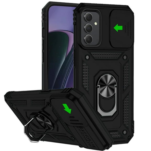 Designed for Motorola Moto G Stylus 5G 2024 Hybrid Magentic Stand, Camera Lens Protection & 360° Rotate Ring Kickstand, Shockproof Edge Phone Case Cover [Black]