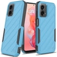 thumbnail image 1 of Designed for Motorola Moto G Stylus 5G 2024 Hybrid lined shockproof dual layer Rugged 2in1 Hard PC & Silicone TPU Non Slip Textured Tough Phone Case Cover [Sky Blue], 1 of 11