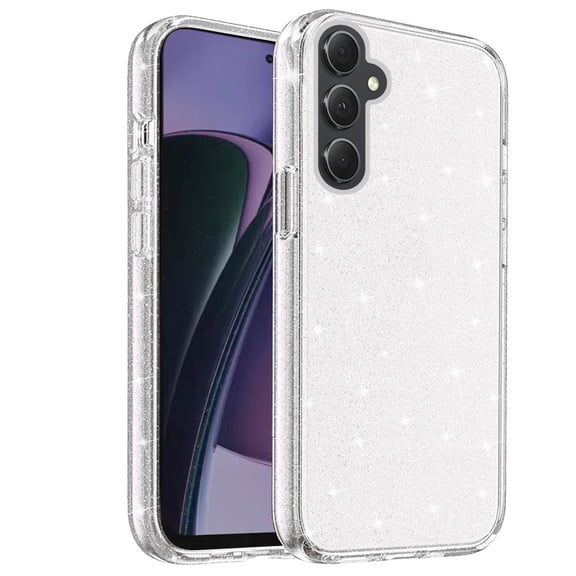 Designed for Motorola Moto G Stylus 5G 2024 Transparent Crystal Glitter Shiny Sparkle Bling TPU Rubber Hard PC Back Hybrid Armor Frame Phone Case Cover [Clear]
