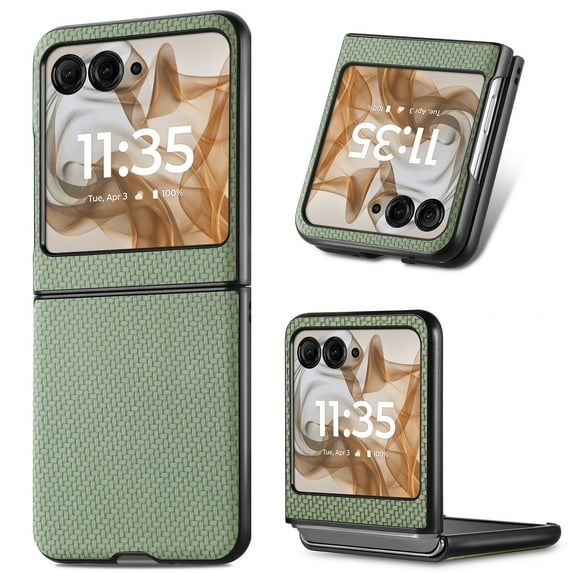 Designed for Motorola Razr 60 / Razr 2025 Folding Case, Carbon Fiber Texture + TPU, Shockproof Lightweight Slim Drop Protection Cover for Motorola Razr 60 / Razr 2025, Green