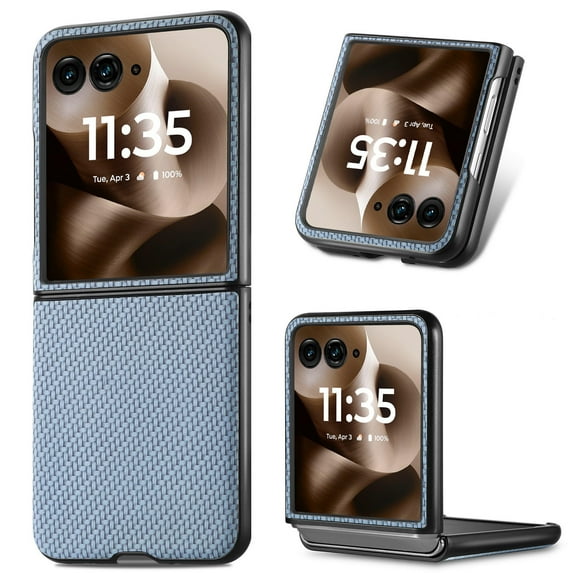 Designed for Motorola Razr 60 Ultra / Razr Ultra 2025 Folding Case, Carbon Fiber Texture + TPU, Shockproof Lightweight Slim Drop Protection Cover for Motorola Razr 60 Ultra / Razr Ultra 2025, Blue