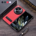 thumbnail image 1 of Designed for One Plus Open Case Luxury PU Leather case with Invisible Kickstand - Lychee Texture Slim Lightweight Shockproof Protective Phone Case for One Plus Open/OPPO Find N3, Red, 1 of 9