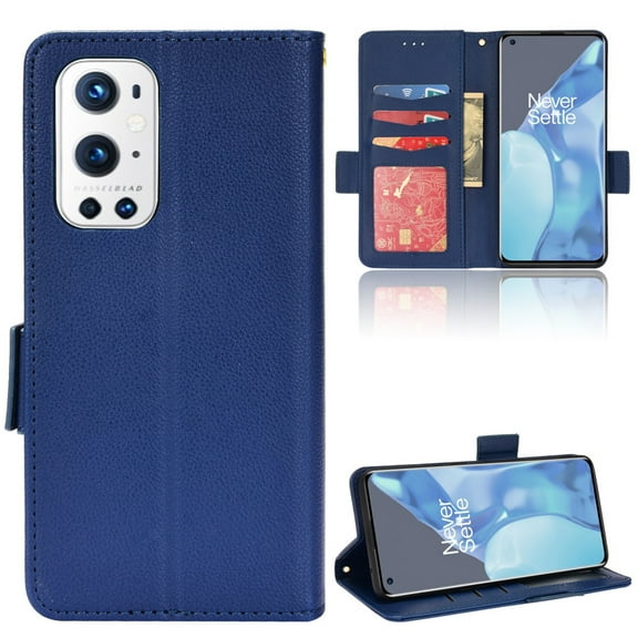 Designed for OnePlus 9 Pro Case, Luxury PU Leather Wallet Phone Case with Card Holder Flip Kickstand Drop Protection Phone Case Cover for OnePlus 9 Pro 6.7 inch - Darkblue