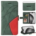 thumbnail image 1 of Designed for OnePlus 9 Wallet Case, [RFID Blocking] PU Leather Folio Kickstand [TPU Protective Interior Case], Magnetic Closure Card Slot with Hand Strap Shockproof Phone Cover,Green, 1 of 7