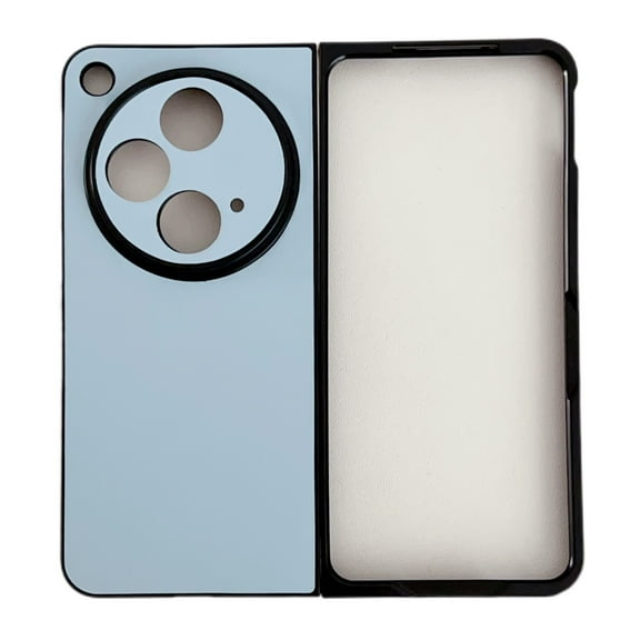 Designed for OnePlus Open/Oppo Find N3 Case, Morandi-Pure PU Leather Texture Slim Case for OnePlus Open/Oppo Find N3, Full Body Shockproof Anti-Scratches Folding Phone Cover - Light Blue