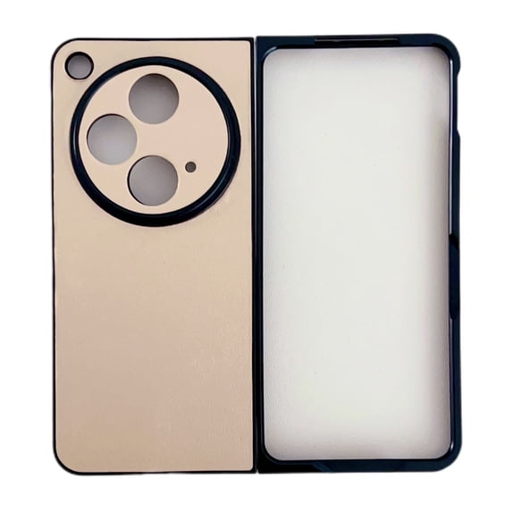 Designed for OnePlus Open/Oppo Find N3 Case, Morandi-Pure PU Leather Texture Slim Case for OnePlus Open/Oppo Find N3, Full Body Shockproof Anti-Scratches Folding Phone Cover - Gold