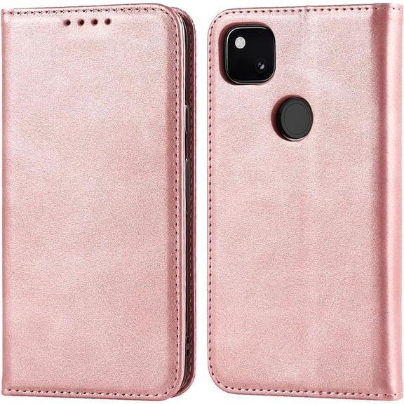 Designed for Pixel 4a Wallet Case,Premium PU Leather Flip Folio Case with Card Slot,Stand Holder,Magnetic Closure TPU Case for Google Pixel 4a 4G 5.81",Rose Gold