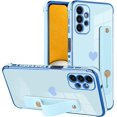 thumbnail image 1 of Designed for Samsung A13 4G Case Blue Love Hearts Design for Women Girl Men, Luxury Plating with Strap Stand Full Camera Lens Protection Bumper for Galaxy A13 4G, 1 of 12