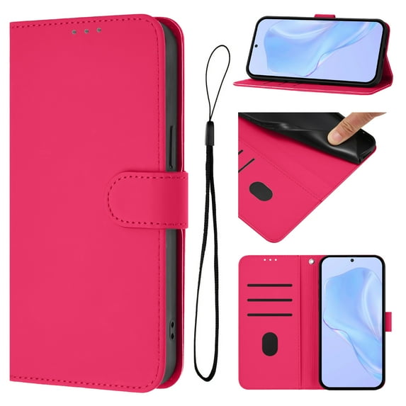 Designed for Samsung Galaxy A05 Case Wallet, Women Men Flip Folio Cover with PU Leather Stand Credit Card Holders Slots Wrist Strap Magnetic Closure Phone Case for Samsung Galaxy A05 - Rose