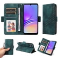 thumbnail image 1 of Designed for Samsung Galaxy A06 Case Wallet, Flip Folio Cover with Embossed PU Leather Stand Credit Card Holders Slots Wrist Strap Full Body Protection Phone Case for A06 - Green, 1 of 10