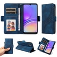 thumbnail image 1 of Designed for Samsung Galaxy A06 Case Wallet, Flip Folio Cover with Embossed PU Leather Stand Credit Card Holders Slots Wrist Strap Full Body Protection Phone Case for A06 - Blue, 1 of 10