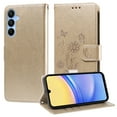 thumbnail image 1 of Designed for Samsung Galaxy A13 4G Case Wallet,Women Flip Folio Cover with Butterfly & Flower Embossed PU Leather Stand Credit Card Holders Slots Wrist Strap Shockproof Phone Case,Gold, 1 of 9