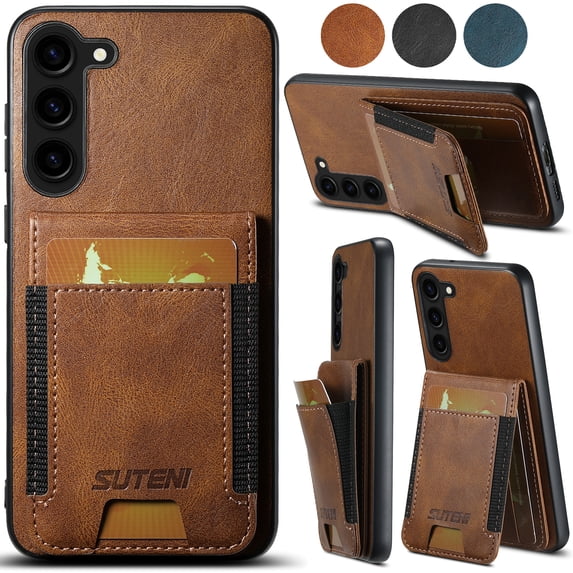 Designed for Samsung Galaxy A13 5G Case, Premium PU Leather Back + TPU Frame Magnetic Closure Card Slots Back Bag Shockproof Drop Protective Kickstand Phone Case Cover for Galaxy A13 5G, Brown