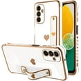 thumbnail image 1 of Designed for Samsung Galaxy A13 5G Case with Strap Luxury Love Heart Plating Gold Bumper Phone Cover Wristband Kickstand Full Body Protective Slim Case for Women - White, 1 of 9