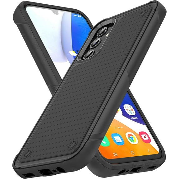 Designed for Samsung Galaxy A14 5G Case 2 in 1 Gift Militay Grade Drop Protective Rugged Heavy Duty Cover Shockproof Case for Galaxy A14 5G Phone Case for Women Men boy Girl (Black+Black)