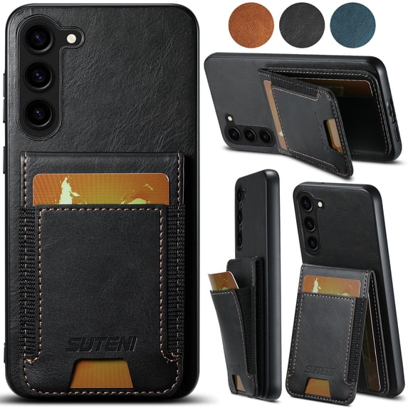 Designed for Samsung Galaxy A14 5G Case, Premium PU Leather Back + TPU Frame Magnetic Closure Card Slots Back Bag Shockproof Drop Protective Kickstand Phone Case Cover for Galaxy A14 5G, Black