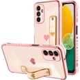 thumbnail image 1 of Designed for Samsung Galaxy A14 5G Case with Strap Luxury Love Heart Plating Gold Bumper Phone Cover Wristband Kickstand Full Body Protective Slim Case for Women-Pink, 1 of 6