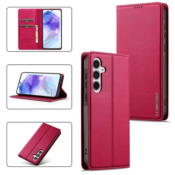 Designed for Samsung Galaxy A14 5G Wallet Case, Premium PU Leather Wallet Folio Case with Card Slots Flip Stand Magnetic Closure Shockproof Business Purse Phone Cover for Galaxy A14 5G, Red