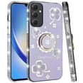 thumbnail image 1 of Designed for Samsung Galaxy A15 5G Diamonds Bling All Around Edges Sparkly Glitter Hybrid with Ring Stand Holder Fashion Good Luck Phone Case Cover [Purple], 1 of 8