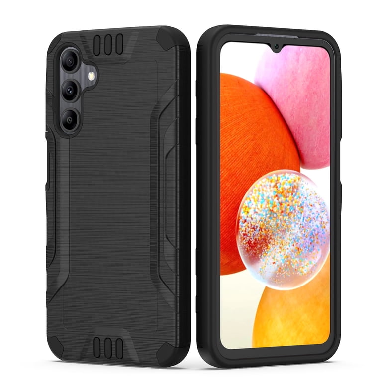 Designed for Samsung Galaxy A15 5G Hybrid Dual Layer Slim Defender Armor Tuff Metallic Brush Texture Shockproof Hard PC + TPU Rubber Phone Case Cover Designed for Samsung Galaxy A15 5G Hybrid Dual Layer Slim Defender Armor Tuff Metallic Brush Texture Shockproof Hard PC + TPU Rubber Phone Case Cover