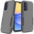 thumbnail image 1 of Designed for Samsung Galaxy A15 5G Hybrid lined shockproof dual layer Rugged 2in1 Hard PC & Silicone TPU Non Slip Textured Tough Phone Case Cover [Gray], 1 of 12
