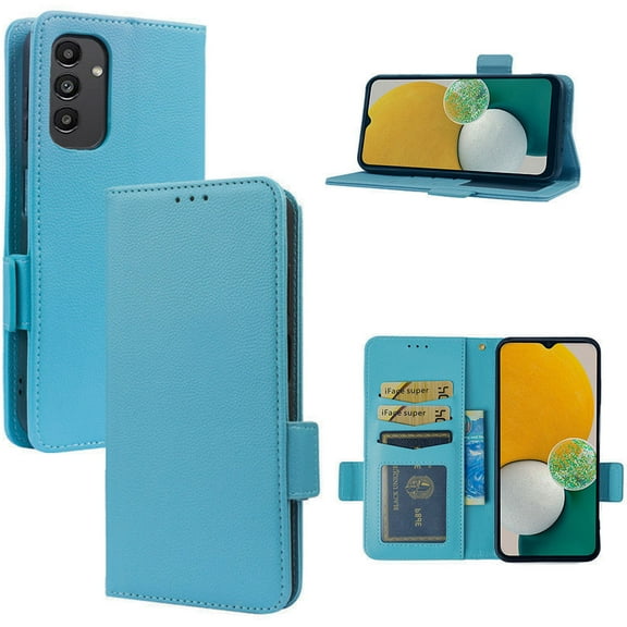 Designed for Samsung Galaxy A15 Case, Luxury PU Leather Wallet Phone Case with Card Holder Flip Kickstand Drop Protection Phone Case Cover for Samsung Galaxy A15 - Cyanblue