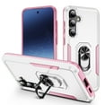 thumbnail image 1 of Designed for Samsung Galaxy A15 Case, Military-Grade Drop Protection, Shockproof Phone Case Cover, Magnetic Car Mount Ring Kickstand Bumper Hard Case for Samsung Galaxy A15, White+Pink, 1 of 10