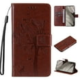 thumbnail image 1 of Designed for Samsung Galaxy A15 Case Wallet for Women, Flip Folio Cover with Embossed PU Leather Kickstand Credit Card Holder Magnetic Wrist Strap Protective Case for A15, Brown, 1 of 6