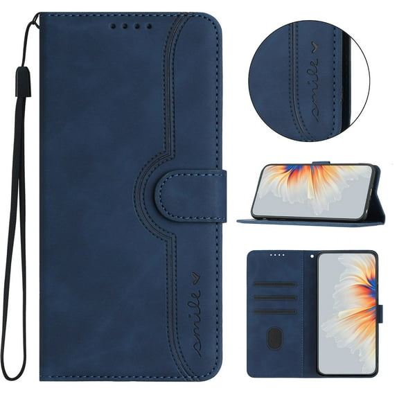 Designed for Samsung Galaxy A16 4G/5G Case Wallet, Flip Folio Cover with PU Leather Adjustable Stand Credit Card Holders Slots Wrist Strap Magnetic Closure Phone Case for Galaxy A16 4G/5G, Darkblue