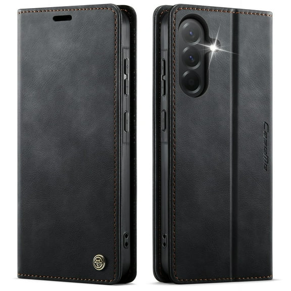 Designed for Samsung Galaxy A16 5G/4G Wallet Case, Classic PU Leather Flip Cover with Kickstand, RFID Blocking Card Slots, Magnetic Clasp, Full Body Protective Shockproof Phone Case, Black