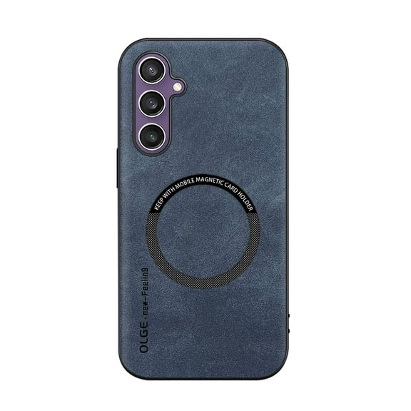 Designed for Samsung Galaxy A16 5G Case with Magnetic [Military Drop Protection] [Compatible with Magsafe] Slim Plain Vintage PU Leather Matte Shockproof with Anti-Fingerprint Phone Case,Blue