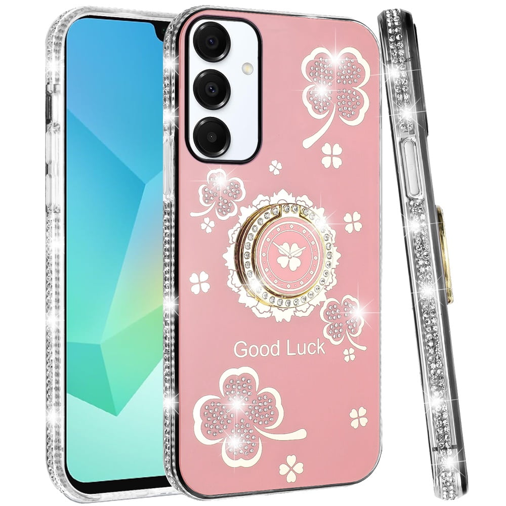 Designed for Samsung Galaxy A16 5G Diamonds Bling All Around Edges Sparkly Glitter Hybrid with Ring Stand Holder Fashion Good Luck Phone Case Cover - Pink - Walmart.com Designed for Samsung Galaxy A16 5G Diamonds Bling All Around Edges Sparkly Glitter Hybrid with Ring Stand Holder Fashion Good Luck Phone Case Cover - Pink - Walmart.com