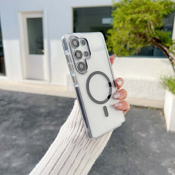 Designed for Samsung Galaxy A16 5G Magnetic Clear Phone Case,Compatible with Mag-Safe,Two-color Design,Military Grade Drop Protection,Shockproof Anti-fall Ultra Slim Transparent Phone Case,Black