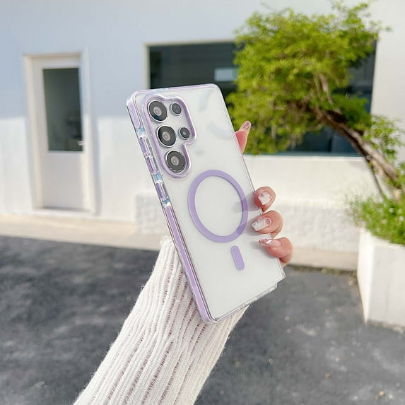 Designed for Samsung Galaxy A16 5G Magnetic Clear Phone Case,Compatible with Mag-Safe,Two-color Design,Military Grade Drop Protection,Shockproof Anti-fall Ultra Slim Transparent Phone Case,Purple